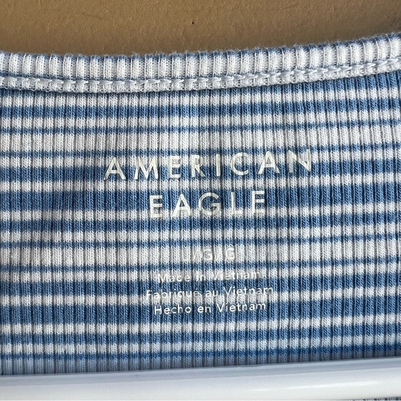 American Eagle Striped Short Sleeve Top - Size L - Classic Preppy - Picture 6 of 6